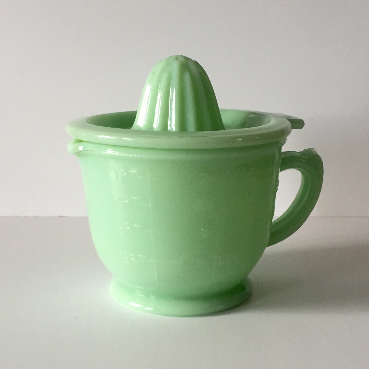 Jadeite Depression Glass Measuring Cup with Juicer