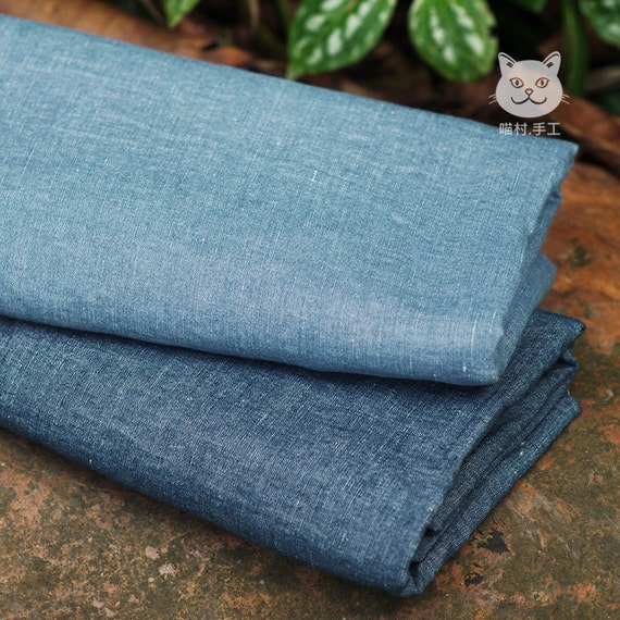 Thin Blue Denim Fabric Cotton Linen Blend Fabric for by LeesStudio