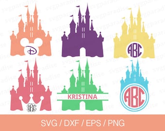 Disney Castle Svg, Disney Svg, Disney Monogram Svg, Princess Castle Svg, Eps, Dxf, Png use with Cricut & Silhouette