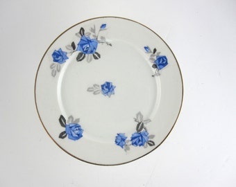 12 Petites Assiettes à dessert en porcelaine Fleurs Bleues- France
