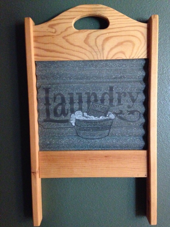 Washboard laundry sign