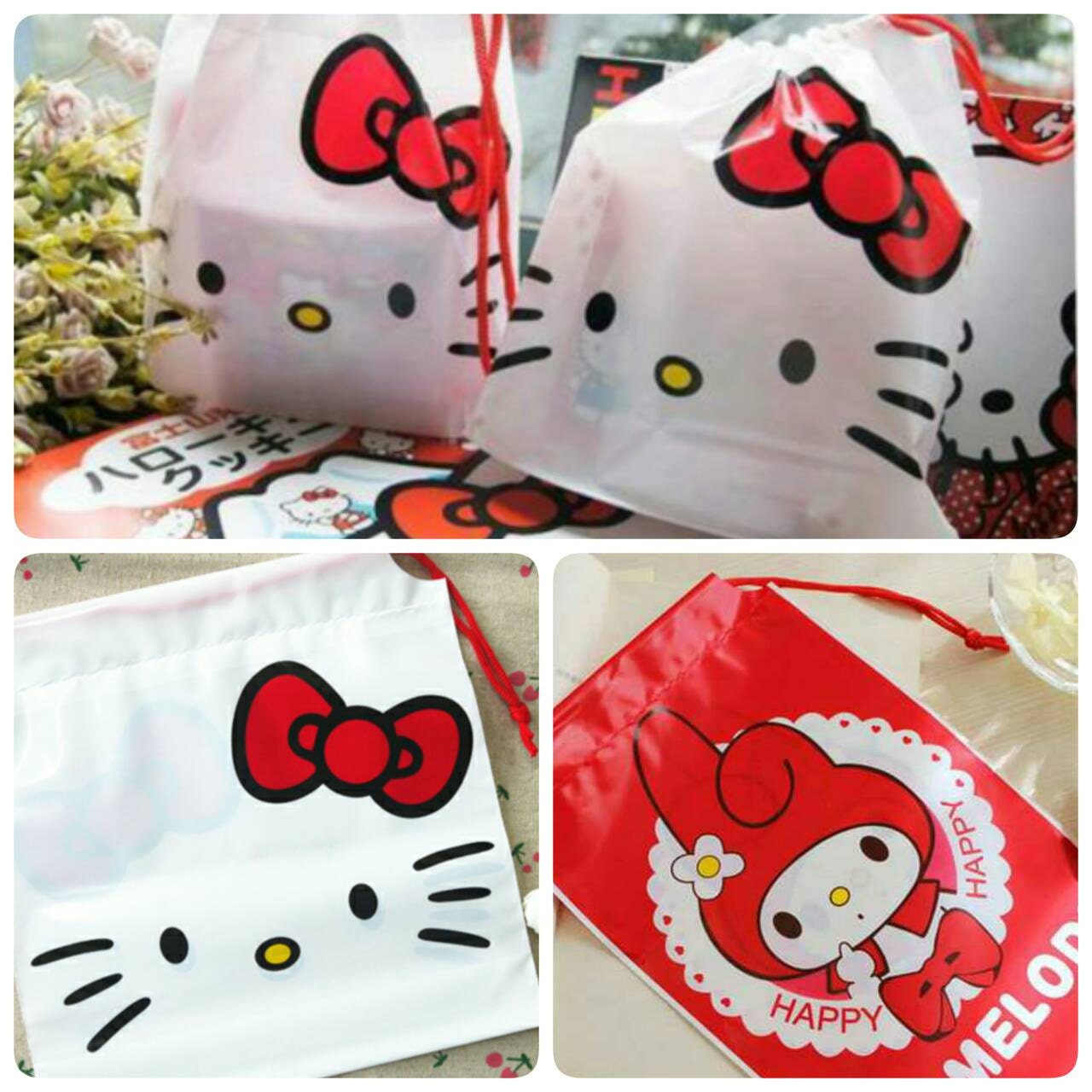 2 Drawstring Bags Hello Kitty Gift Bags My Melody Party Favor