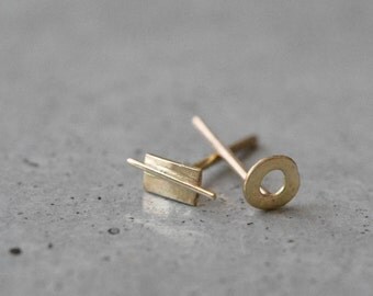Solid gold stud earrings, 14k gold stud earrings, 14k tiny gold stud earrings, mix and match earrings, yellow gold stud earrings, minimalist