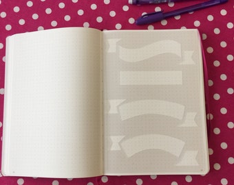 Banner Stencils for Bullet Journals to fit Leuchtturm1917 A5 Medium Size Bullet Journal