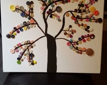 Unique button tree art related items | Etsy
