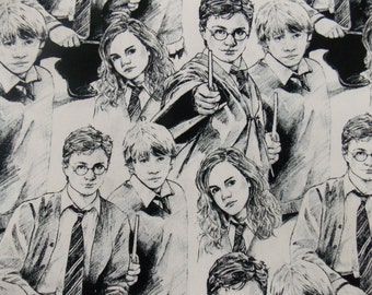 Harry Potter Fabric BTY BTHY Hogwarts Fabric By the Yard Harry Potter Quilting Cotton Fabric Gryffindor Movie Fabric Wizard Hogwarts Fabric
