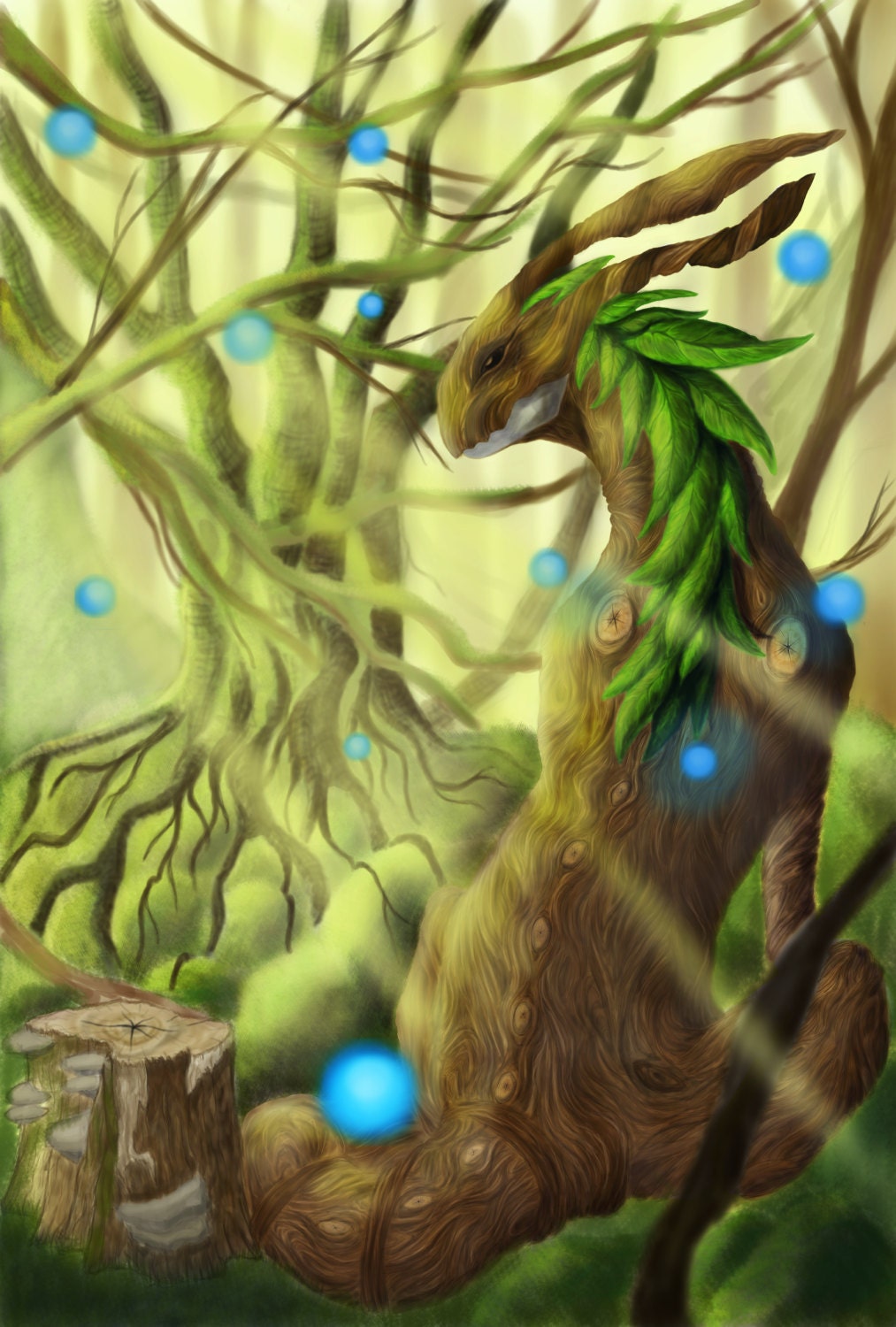 Tree Dragon by YellowFoxIllus on Etsy