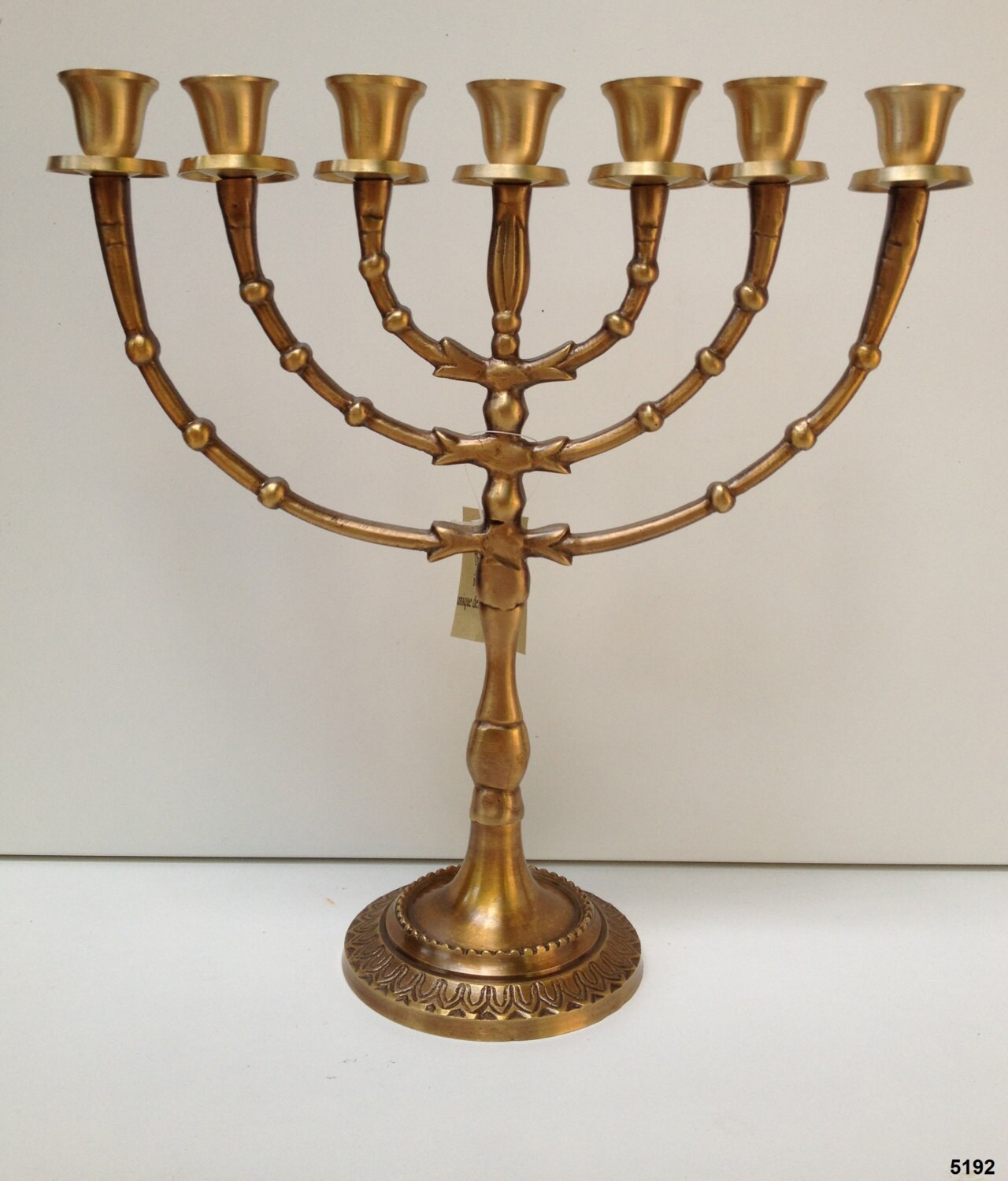 old design menorah brass judaica by HolylandCo on Etsy