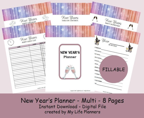 New Years Planner Multi color New Years Party New Years