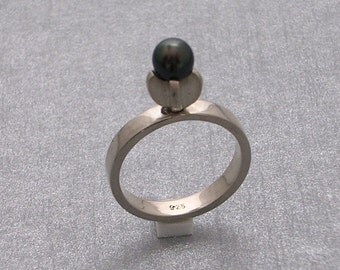 Ring Silver 925 with Black Pearl