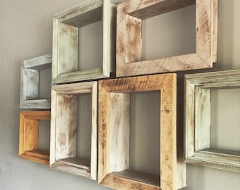 Distressed shadow box shelf -10" x 8" x 4"