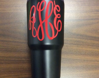 Vinyl Monogram Decal, Monogram Sticker, Monogram Decal, Monogram Vinyl Decal, Monogram for Yeti Cup, Interlocking Monogram, Circle Monogram