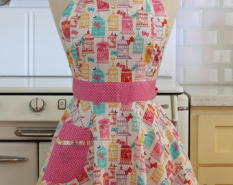 Retro Apron Colorful Bird Cages - BELLA