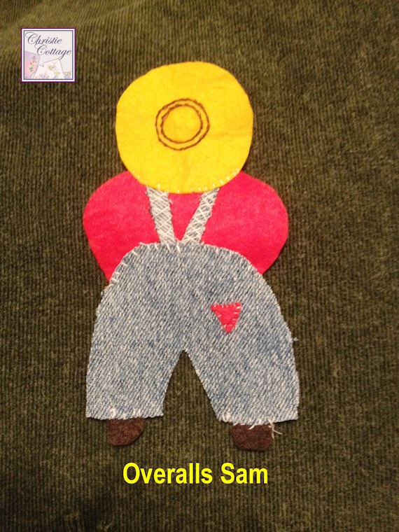 Overalls Sam, Applique, Handmade