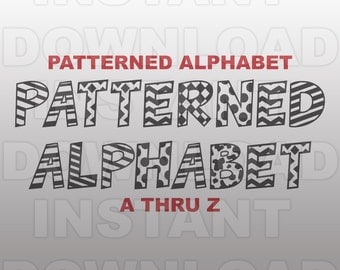 Wild Font SVG File - Patterned Alphabet SVG File -Letters SVG- Commercial & Personal Use - Vector svg file,Cricut,Silhouette Cameo,vinyl cut