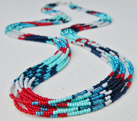 Southwest style long Aztec seed bead patterned by EntwineArt