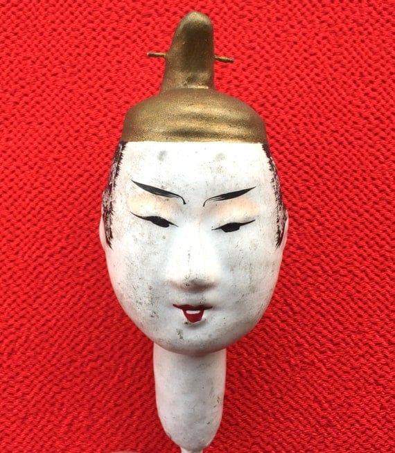 Japanese Hina Matsuri Doll Head - Doll Head - Pre WWII Doll Head - Very Old Head - Man's Doll Head - Body Part - D13-1