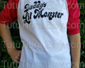 SALE Harley Quinn Suicide Squad Unisex Daddy's Lil Monster Youth Sizes xxs 2/3 - xl 14/16 and Adult Sizes xs - xxl - Shirt Only