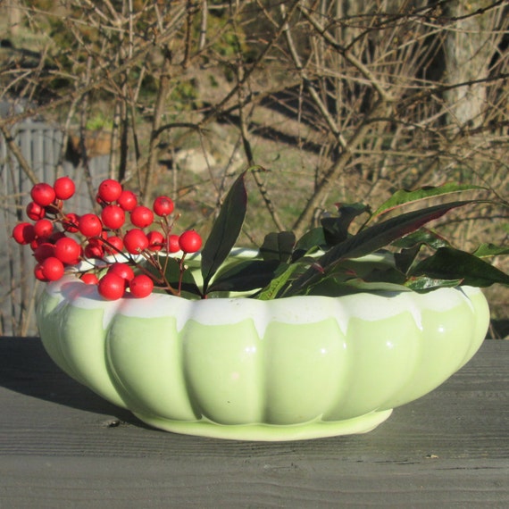 Items similar to Vintage Lime Green Oval Planter/ Flower Pot Lime