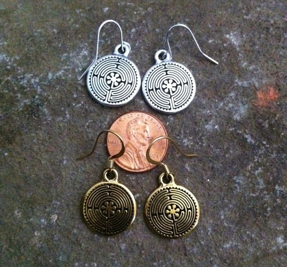 Chartres Labyrinth Earrings small by EARTHSENERGIES on Etsy