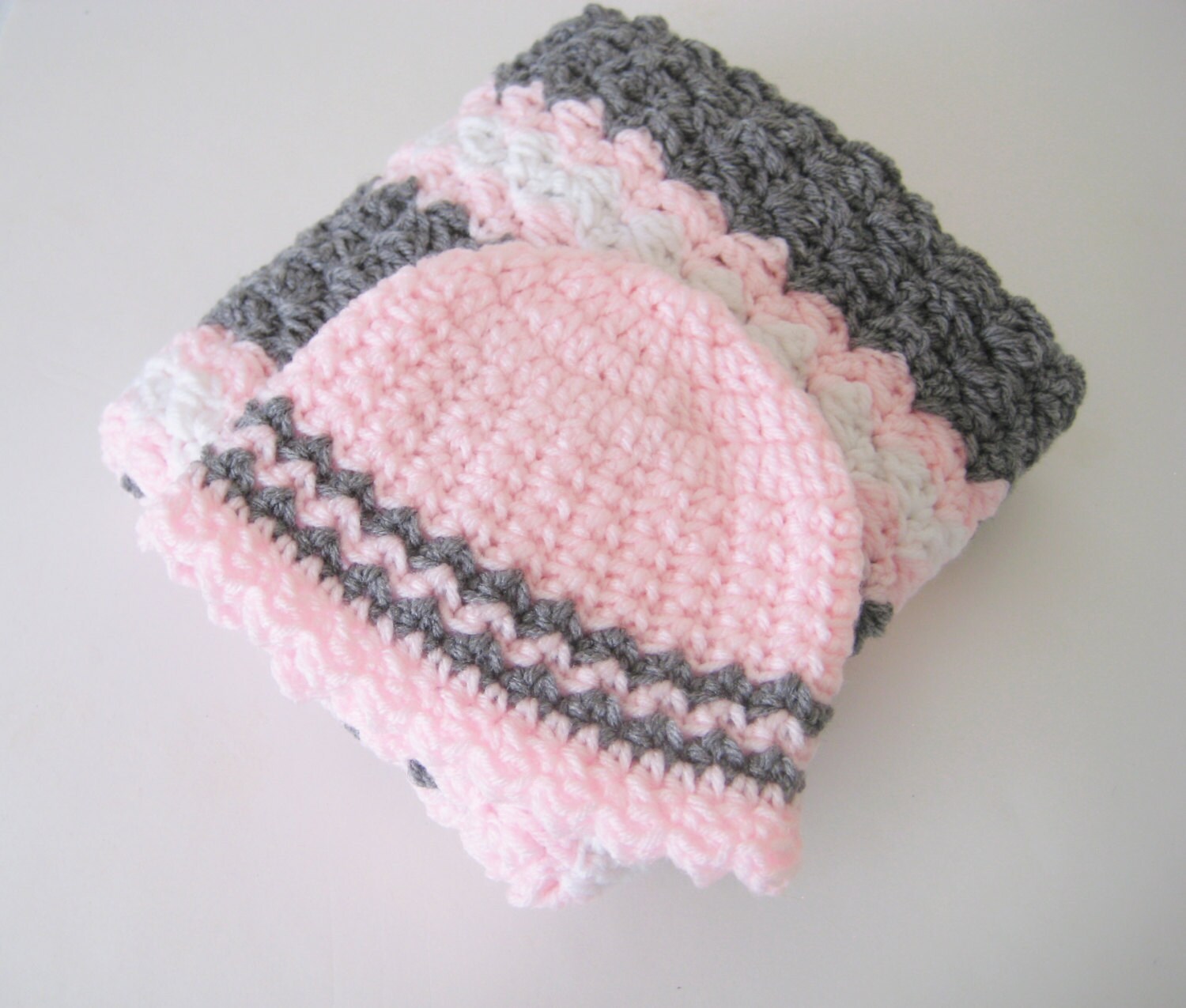 Crochet Baby Blanket Set Nursing Blanket Baby by PeppersAttic