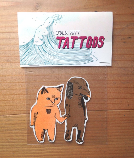 Cat and Dog Tattoo by Juliapott on Etsy