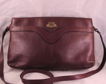 Vintage Maroon/Wine Leather Etienne Aigner Purse or Handbag with Adjustable Shoulder Strap