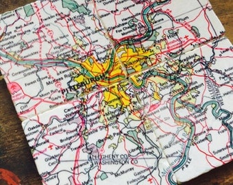 Pittsburgh map coasters