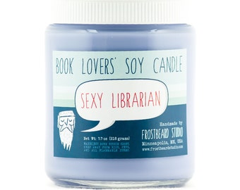 Sexy Librarian - Book Candle - Book Lover Gift - Scented Soy Candle - Frostbeard Studio - 8oz jar