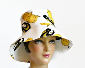 SALE - Women's Sun Hat in Canvas - Summer Hat - Retro Sun Hat