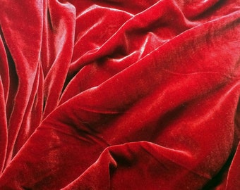 RUBY RED Silk Velvet Fabric - fat 1/4