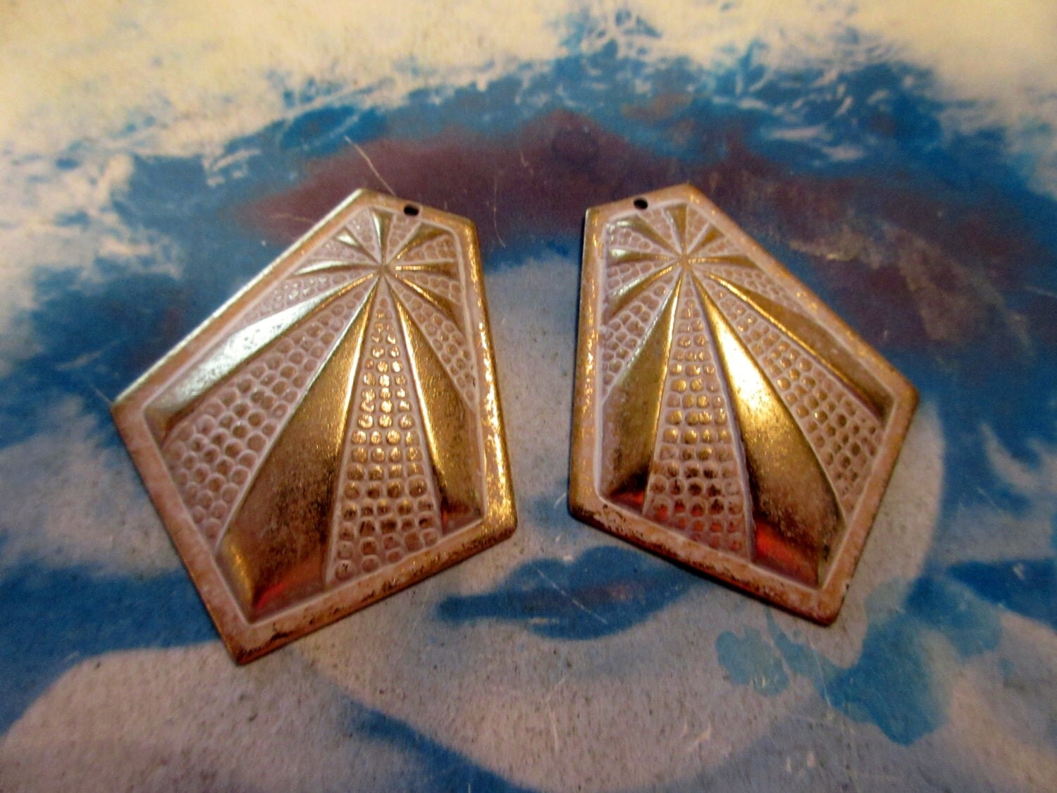 Gold Plated Frosted White Patina Brass by dimestoreemporium