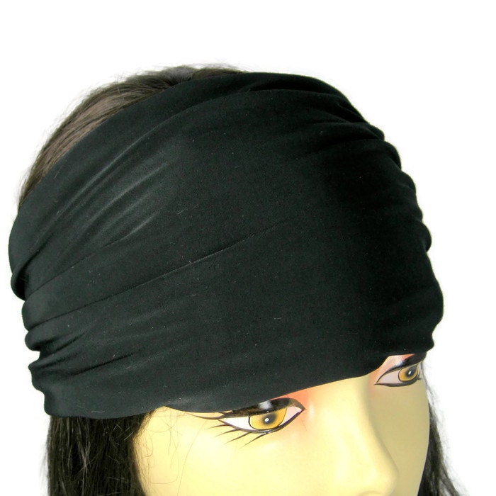 Stay in Place Black Lycra Headband Cool Comfortable Head Wrap