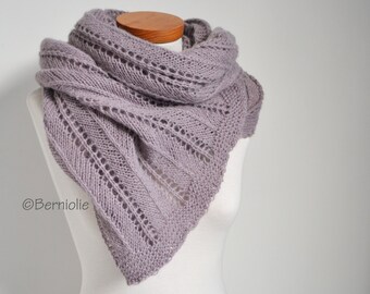 Lace knitted shawl, mauve, pale purple, P430