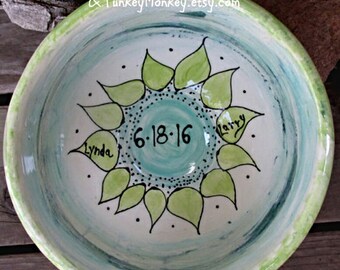 Custom wedding gift bowl xlarge serving bowl mixing bowl wedding gift personalized mixing bowl with names kiln fired pottery 9th anniversary