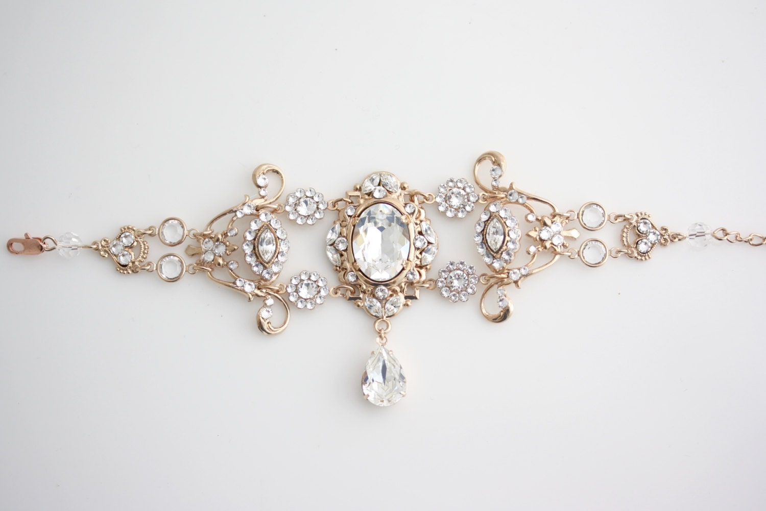 Rose Gold Cuff Bracelet Wedding Jewelry For Brides by LuluSplendor