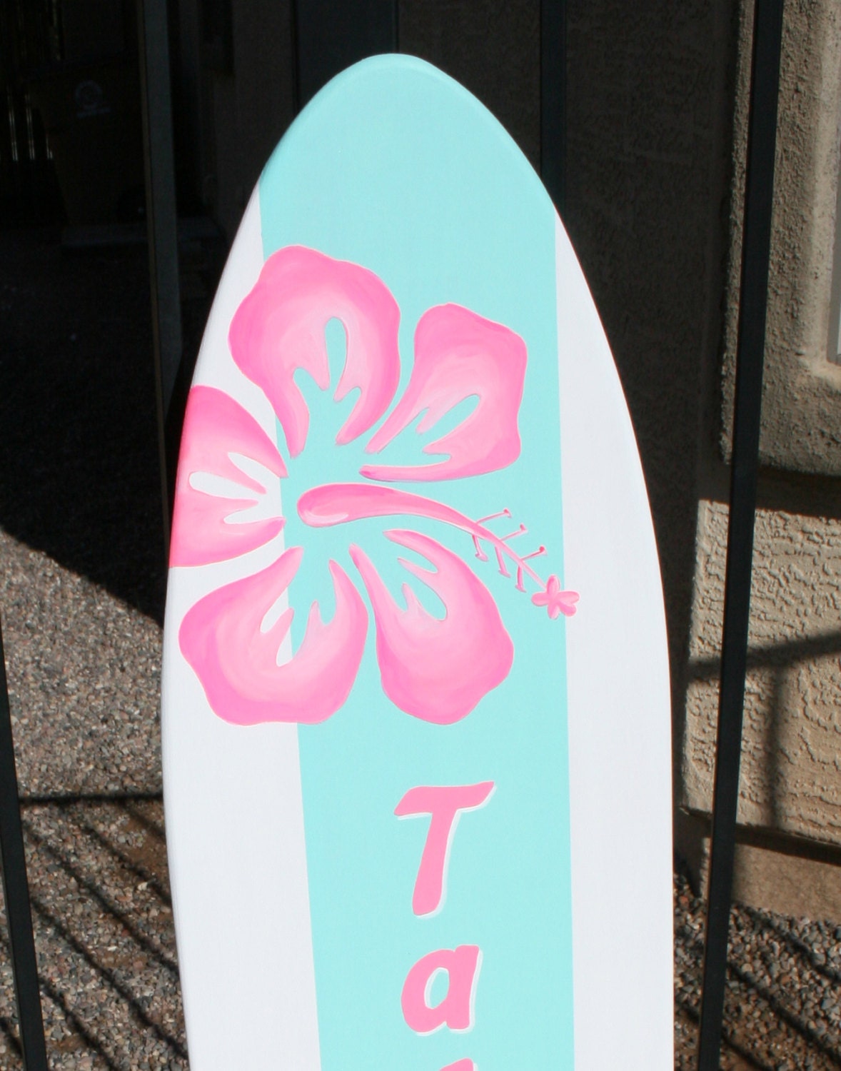 Surfboard wall art personalized custom painted beach room