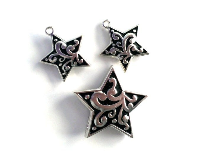 Set of Detailed Celestial Star Charms and Pendant Decorative