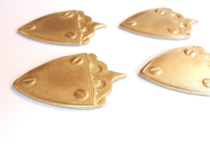 4 Brass Heraldic Shield Stampings with Screws