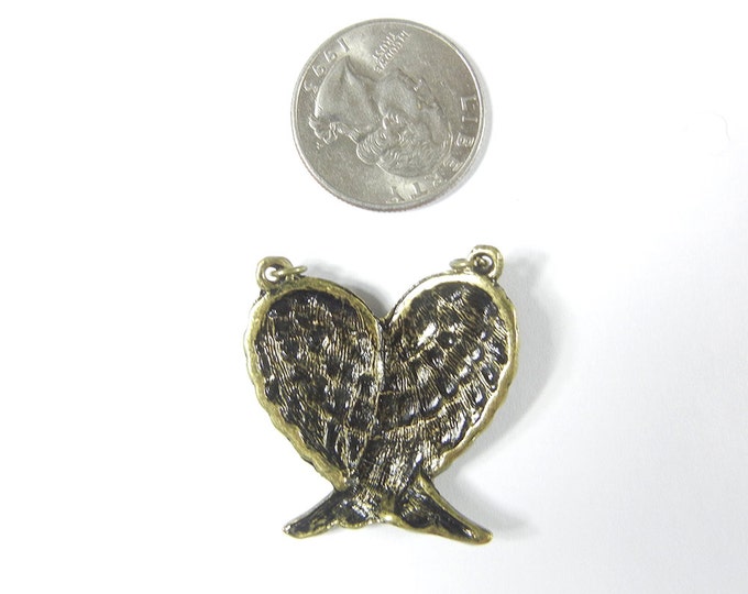 Double Wing Pendant Burnished Gold-tone Rhinestones