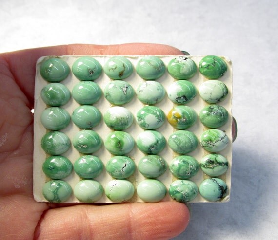 Rare Natural Green Turquoise Cabochon 8mm x 10mm From Broken