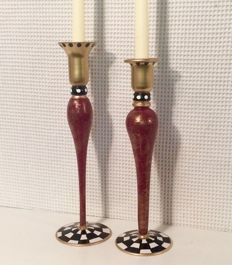 Painted candle holders // painted by MicheleSpragueDesign on Etsy