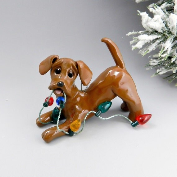 dachshund red christmas ornament figurine lights porcelain dachshund red christmas ornament figurine lights porcelain