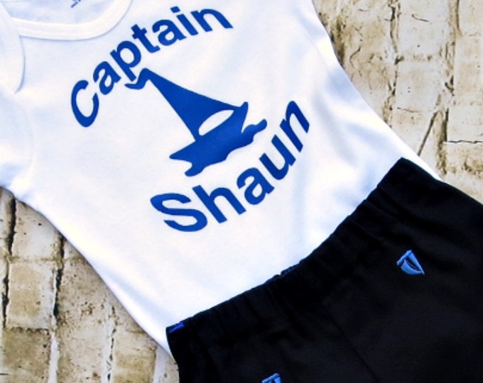 Nautical Baby Boy Shower Gift - Personalized Outfit - Toddler Clothes - Sailor Birthday - Cake Smash - Newborn to 8 years old