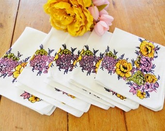 Gold Floral Napkins, Pink Floral Napkins, Gold and Pink Napkins