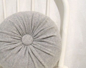 Gray Cashmere Round Throw Pillow Accent Decorative Couch Cushions Felted Cashmere Wool Pillow Decorative Pillows Lumbar Travel Pillow 943