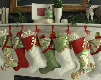 Christmas Stockings - Paisley Panache - Bright & Cheery Paisley in Slightly Muted Shades of Red and Green