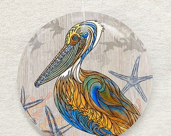 Pelican Perch Glass Ornament & Suncatcher, Christmas Ornaments