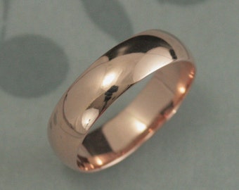 Men's Wedding Ring--Solid 14K Rose Gold Ring--Half Round Band--6mm Wide Wedding Ring--Men's Wedding Band--Wide Wedding Band--Rose Gold Band
