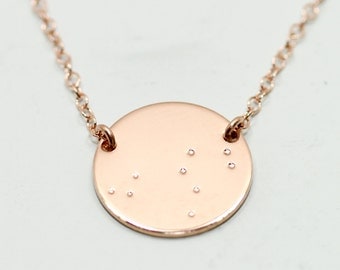 Rose gold constellation necklace - rose gold necklace - rose gold jewelry - constellation jewelry - gold disc necklace - astrology jewelry